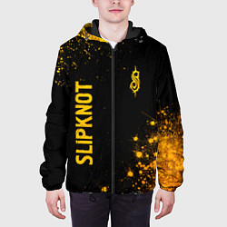 Куртка с капюшоном мужская Slipknot - gold gradient вертикально, цвет: 3D-черный — фото 2