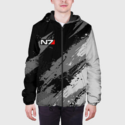Куртка с капюшоном мужская N7 - mass effect monochrome, цвет: 3D-черный — фото 2