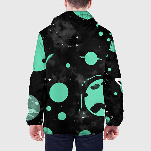 Мужская куртка Чёрно-мятный космос от нейросети / 3D-Белый – фото 4