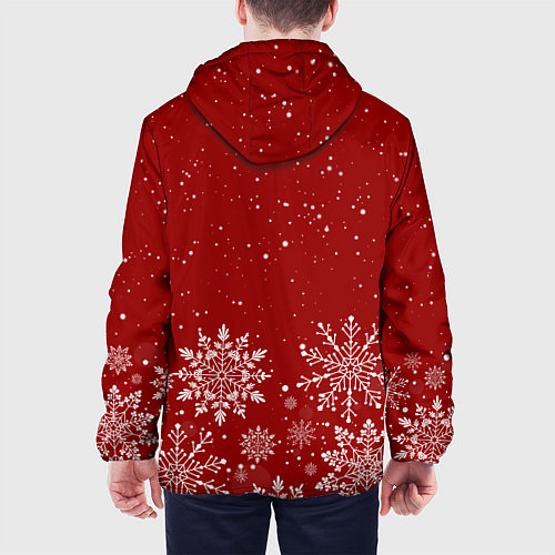Мужская куртка Текстура снежинок на красном фоне / 3D-Черный – фото 4