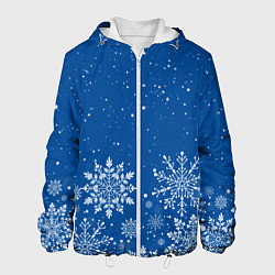 Мужская куртка Текстура снежинок на синем фоне