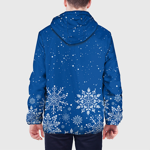 Мужская куртка Текстура снежинок на синем фоне / 3D-Белый – фото 4