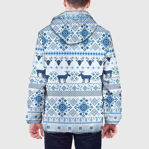 Мужская куртка Blue sweater with reindeer / 3D-Белый – фото 4