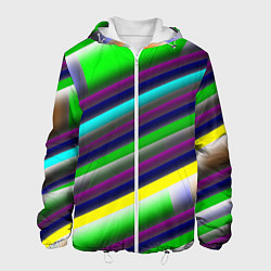 Куртка с капюшоном мужская Размытые абстрактные полосы, цвет: 3D-белый