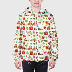 Куртка с капюшоном мужская Новогодний патерн, цвет: 3D-белый — фото 2