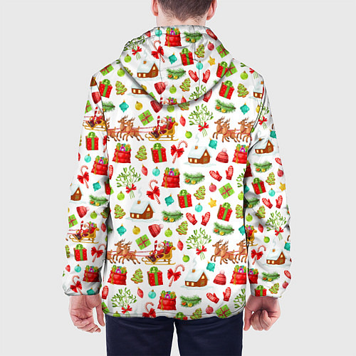 Мужская куртка Новогодний патерн / 3D-Белый – фото 4