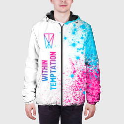 Куртка с капюшоном мужская Within Temptation neon gradient style по-вертикали, цвет: 3D-черный — фото 2