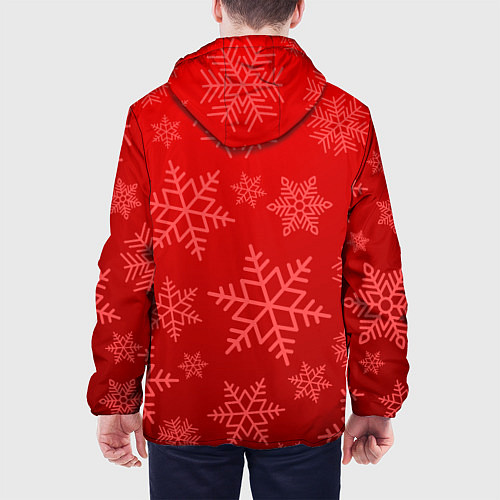 Мужская куртка Красные снежинки / 3D-Белый – фото 4