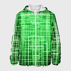 Мужская куртка Зелёные неоновые полосы киберпанк