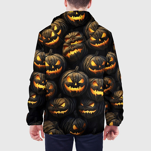 Мужская куртка Зловещие хэллоуинские тыквы / 3D-Белый – фото 4