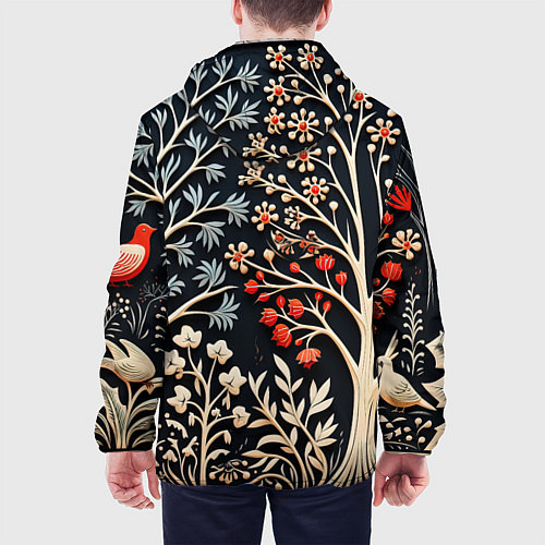 Мужская куртка Новогодние узоры и деревья / 3D-Белый – фото 4