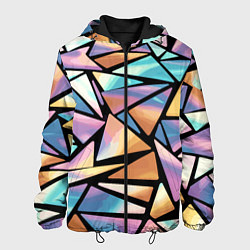 Мужская куртка Радужные треугольники - кристаллы голографические