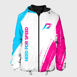 Куртка с капюшоном мужская Need for Speed neon gradient style вертикально, цвет: 3D-черный