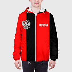 Куртка с капюшоном мужская Красный и черный - герб РФ, цвет: 3D-белый — фото 2