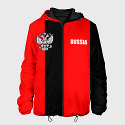 Куртка с капюшоном мужская Красный и черный - герб РФ, цвет: 3D-черный