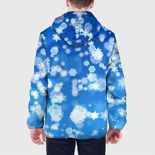Мужская куртка Декоративные снежинки на синем / 3D-Белый – фото 4