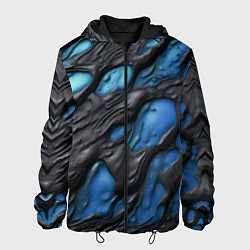 Куртка с капюшоном мужская Синяя текучая субстанция, цвет: 3D-черный