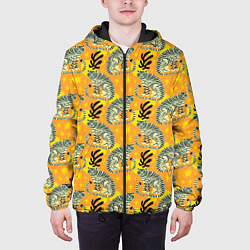 Куртка с капюшоном мужская Азиатские тигры, цвет: 3D-черный — фото 2