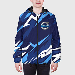Куртка с капюшоном мужская Вольво - синяя абстракция, цвет: 3D-черный — фото 2