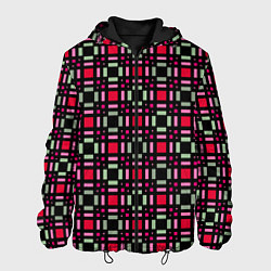 Куртка с капюшоном мужская Красно-черный зеленый геометрический узор, цвет: 3D-черный