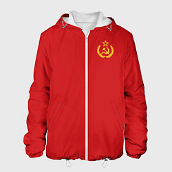 Куртка с капюшоном мужская СССР Герб со звездой, цвет: 3D-белый