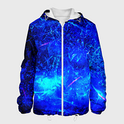 Куртка с капюшоном мужская Синий лёд и снежинки, цвет: 3D-белый