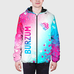 Куртка с капюшоном мужская Burzum neon gradient style вертикально, цвет: 3D-черный — фото 2