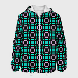 Мужская куртка Зелено-сиреневый с черный клетчатый узор