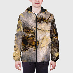 Куртка с капюшоном мужская Текстура пня сосны, цвет: 3D-черный — фото 2