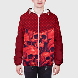 Куртка с капюшоном мужская Расплавленные красные черепа, цвет: 3D-белый — фото 2