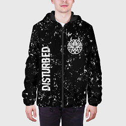 Куртка с капюшоном мужская Disturbed glitch на темном фоне вертикально, цвет: 3D-черный — фото 2