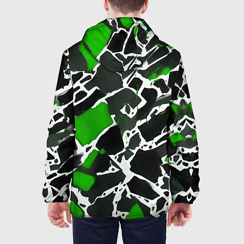 Мужская куртка Кляксы чёрные и зелёные / 3D-Белый – фото 4
