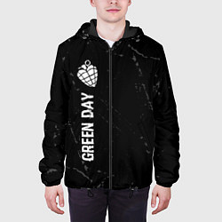 Куртка с капюшоном мужская Green Day glitch на темном фоне по-вертикали, цвет: 3D-черный — фото 2