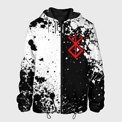 Куртка с капюшоном мужская Берсерк знак жертвы - черно-белые брызги, цвет: 3D-черный