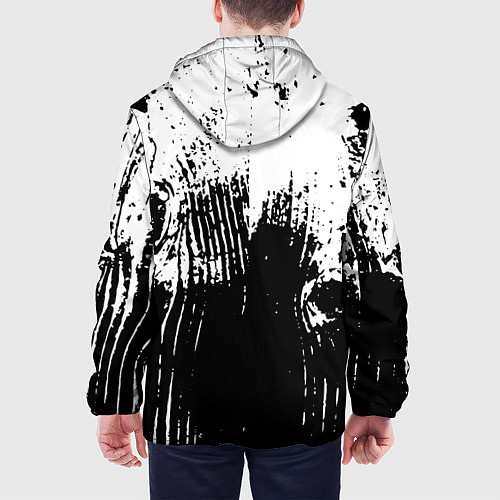 Мужская куртка Черно-белая абстракция гранж / 3D-Белый – фото 4