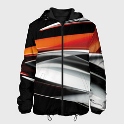 Куртка с капюшоном мужская Оранжевая и металлическая абстракция, цвет: 3D-черный