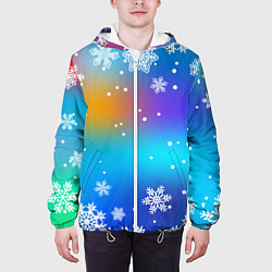 Куртка с капюшоном мужская Снегопад на Новый год, цвет: 3D-белый — фото 2