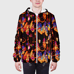 Куртка с капюшоном мужская Ловцы снов с яркими перьями, цвет: 3D-белый — фото 2