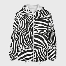 Куртка с капюшоном мужская Шкура зебры черно - белая графика, цвет: 3D-белый