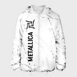Куртка с капюшоном мужская Metallica glitch на светлом фоне по-вертикали, цвет: 3D-белый