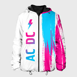 Куртка с капюшоном мужская AC DC neon gradient style по-вертикали, цвет: 3D-черный