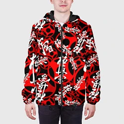 Куртка с капюшоном мужская Карате киокушинкай лого паттерн, цвет: 3D-черный — фото 2