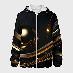 Куртка с капюшоном мужская Абстракция золотого на черном, цвет: 3D-белый