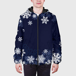 Куртка с капюшоном мужская Воздушные снежинки, цвет: 3D-черный — фото 2
