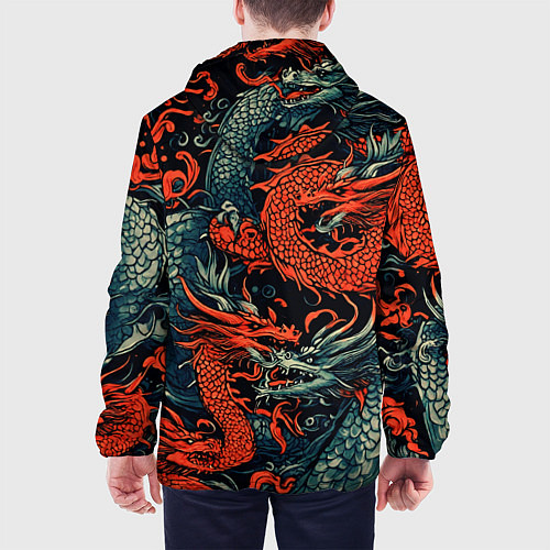 Мужская куртка Красный и серый дракон / 3D-Белый – фото 4