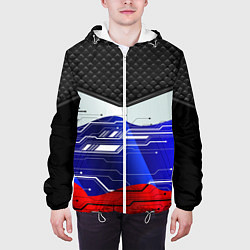 Куртка с капюшоном мужская Стёганные ромбы: русский хакер, цвет: 3D-белый — фото 2