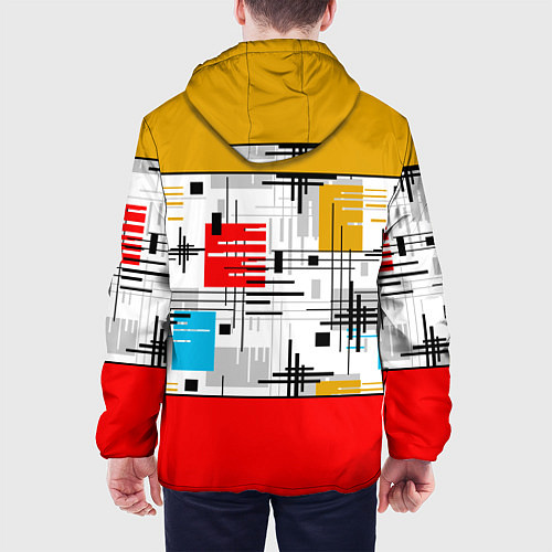 Мужская куртка Узор красного горчичного цвета / 3D-Белый – фото 4