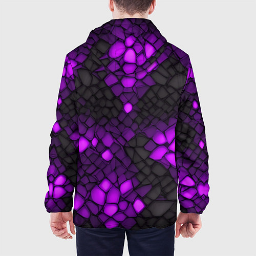 Мужская куртка Фиолетовый трескающийся камень / 3D-Черный – фото 4