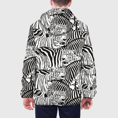 Мужская куртка Зебры и тигры / 3D-Белый – фото 4