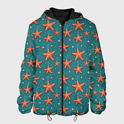 Куртка с капюшоном мужская Морские звезды тоже хотят на ёлку, цвет: 3D-черный